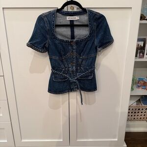 Self-Portrait Blue Denim Blouse - Sz 2 NWOT
